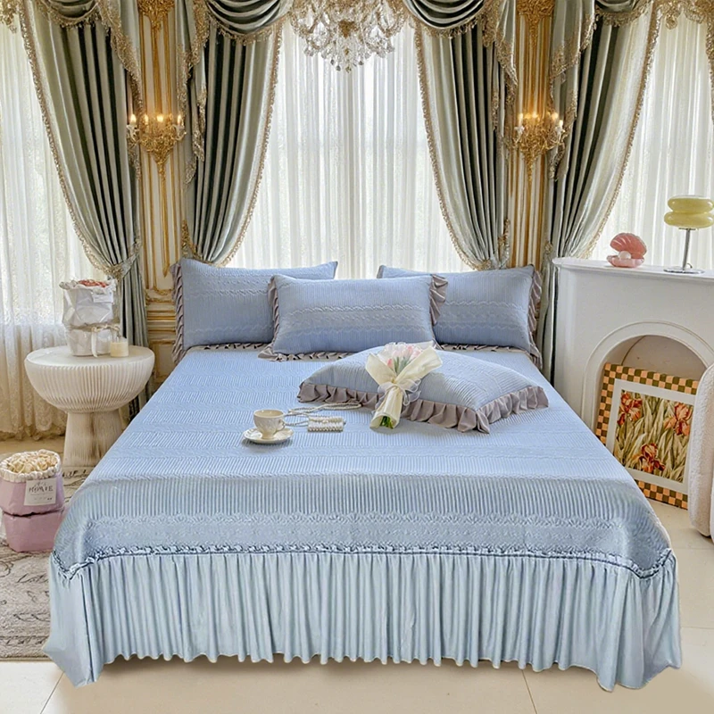 高冷感A类高分子PE乙纶凉席床裙款单凉席