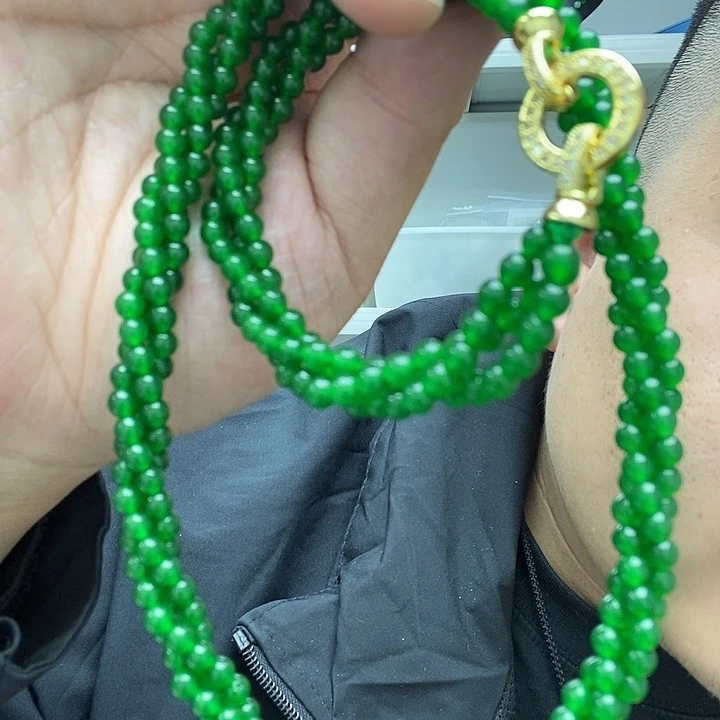 翡翠颈饰14K金镶嵌麻花项链