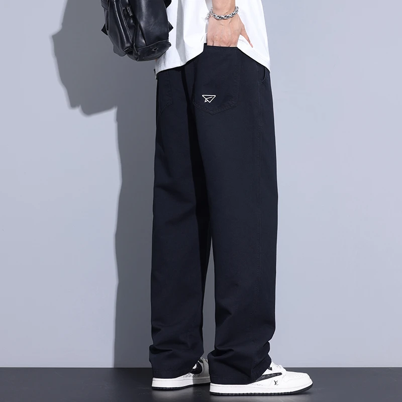 Kuvine2025新款春季男士休闲裤宽松直筒时尚百搭美式阔腿男长裤子