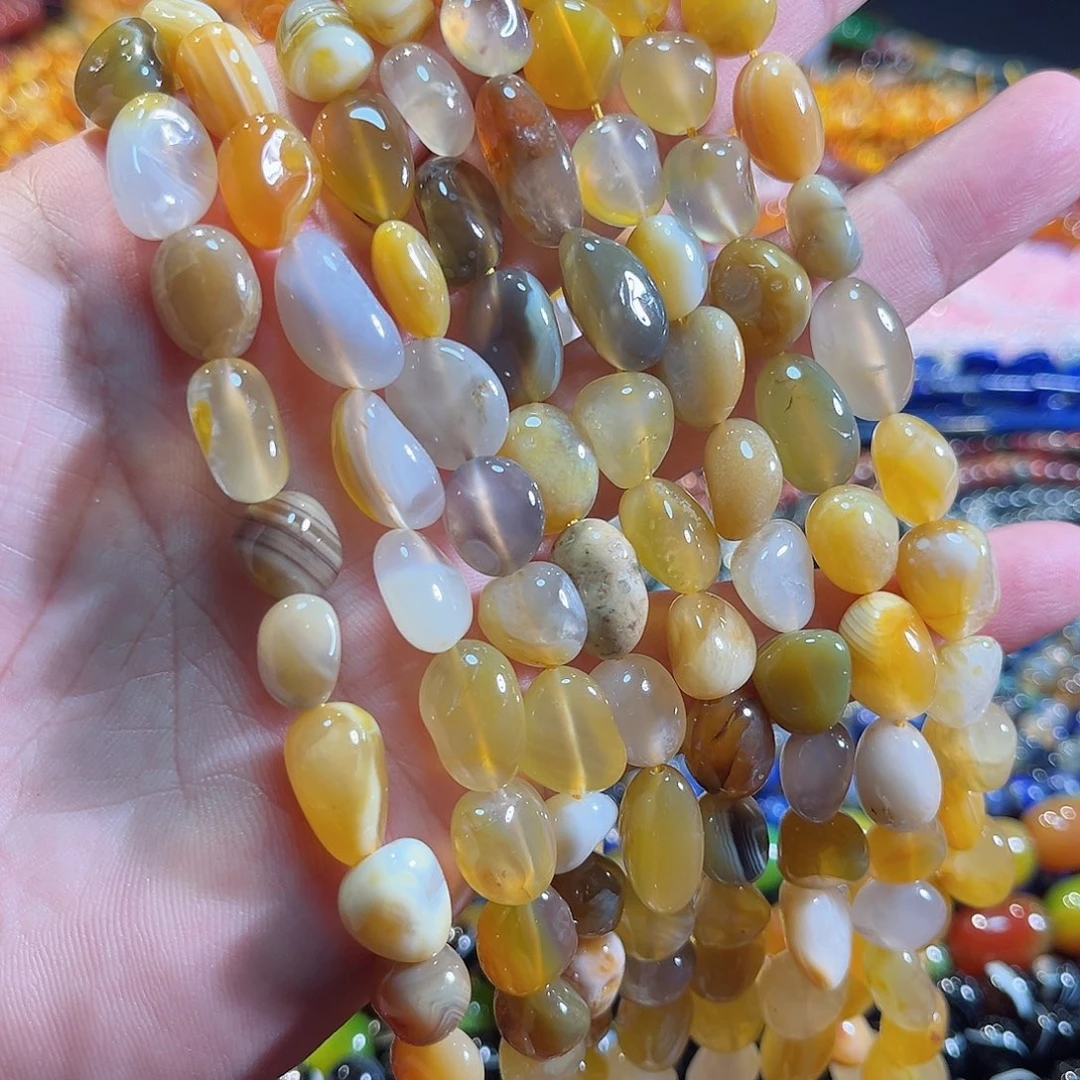 玛瑙/玉髓合金珠宝半成品波斯湾黄玛瑙一条11mm