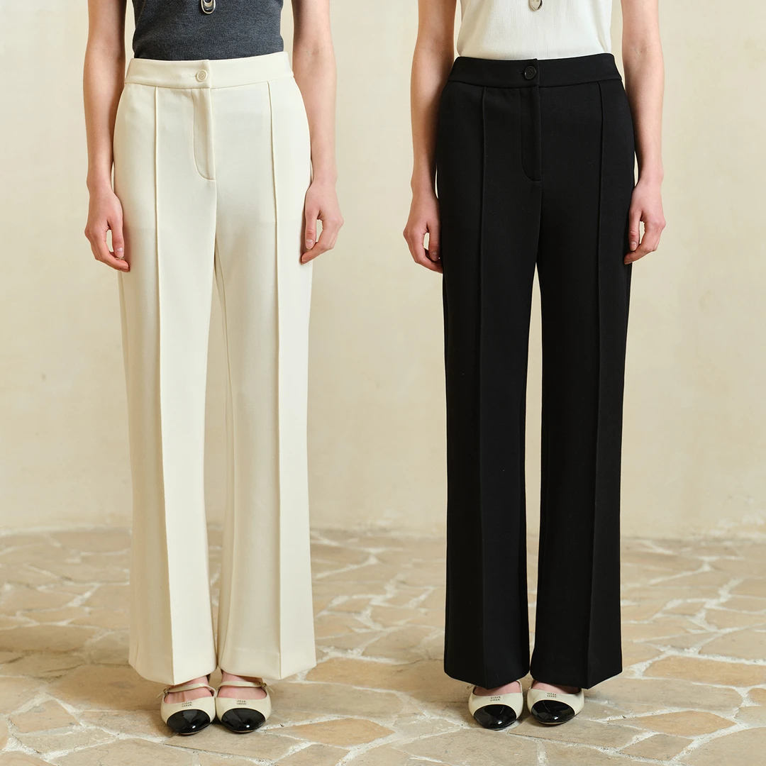 小岛微风 “镇店超模裤”莫代尔高腰休闲微喇直筒裤休闲裤 KZ021505