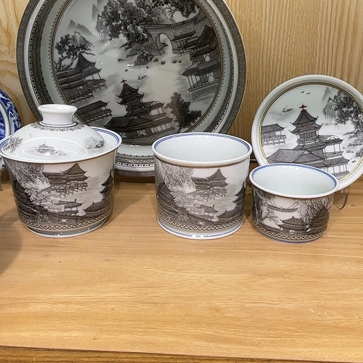 嘴***…水墨彩大明宫5件套茶具