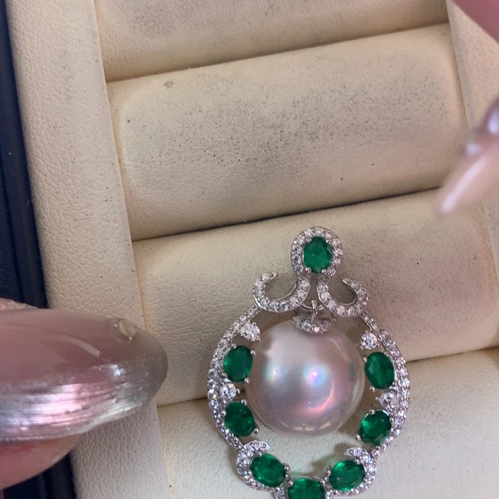 银S925镶嵌颈饰拼合珍珠（马贝珠）