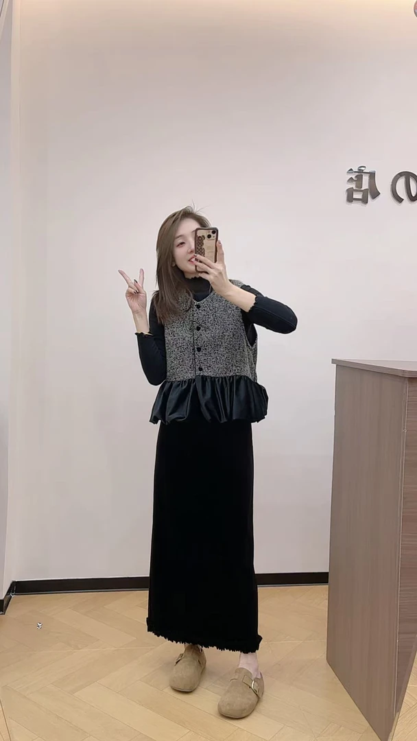 小薇家【丝绒】冬季新款森系丝绒半身长裙