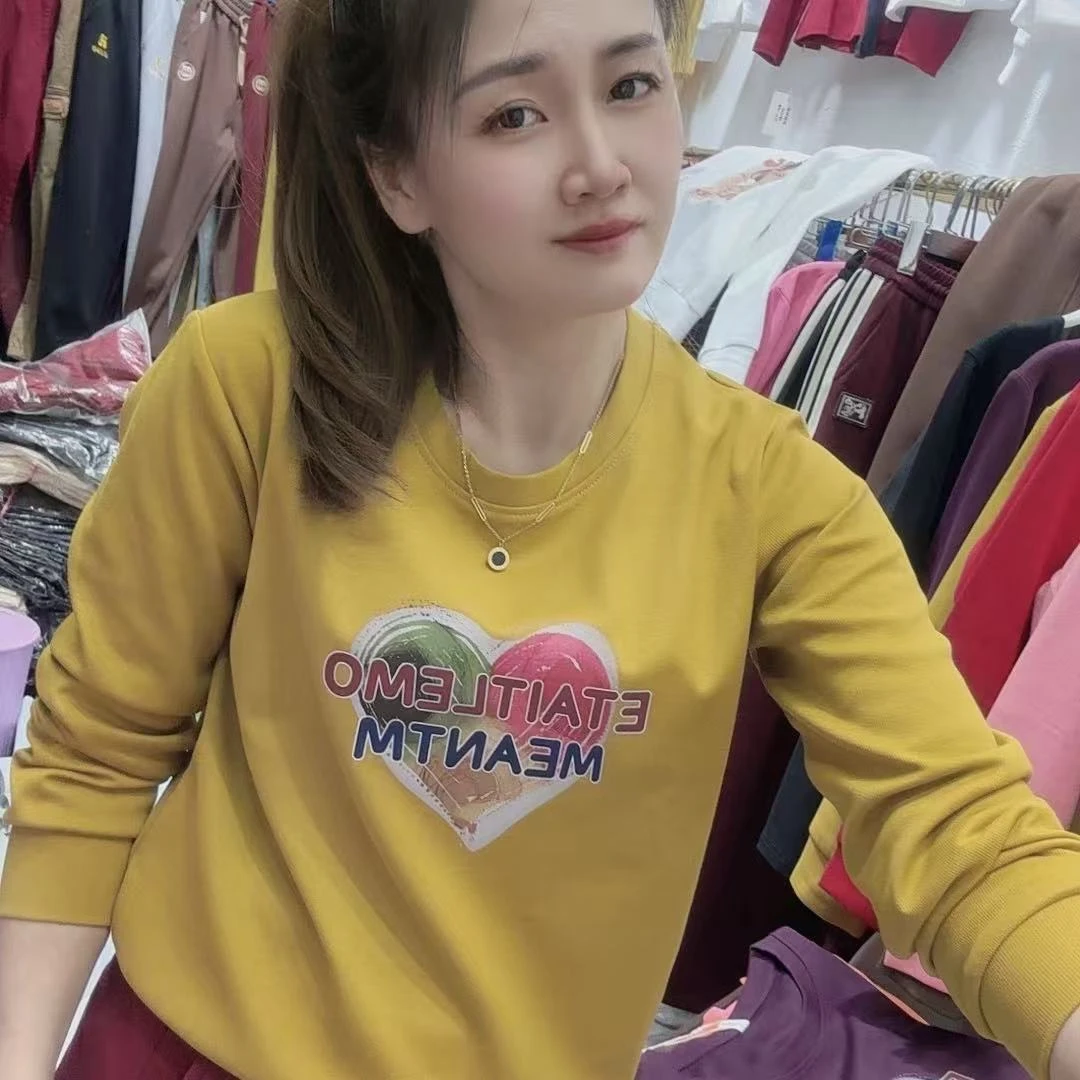 《丽丽家》秋冬气质显瘦卫衣时尚个性印花休闲正肩圆领套头