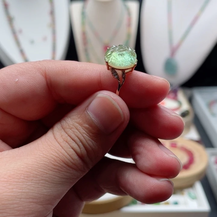 银S925镶嵌戒指碧玺碧玺戒指