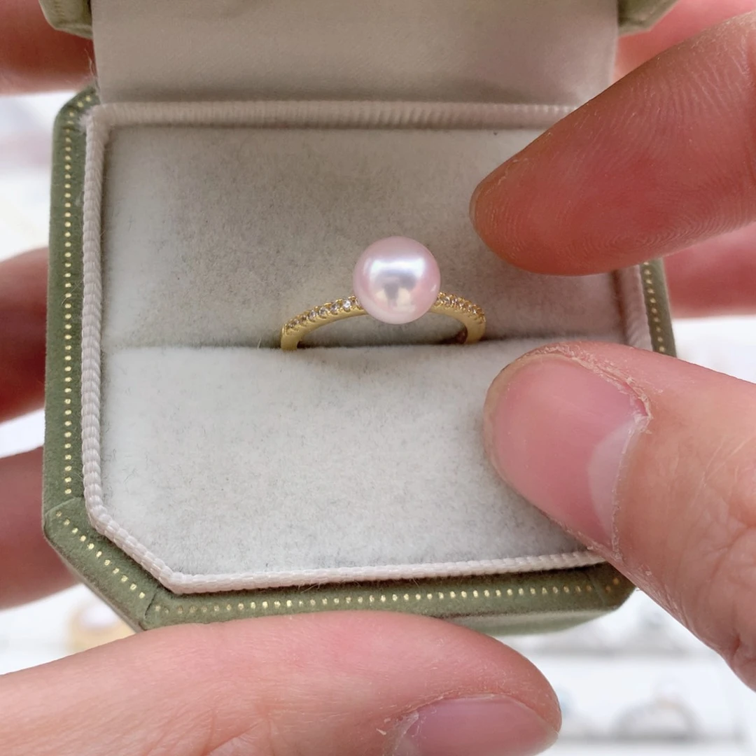 海水珍珠7-7.5mm  ak戒指银S925镶嵌