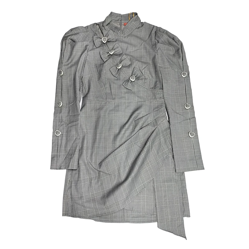 【陈大可】LE FAME/拉飞姆中式立领爱心扣蝴蝶结连衣裙（实物为准）