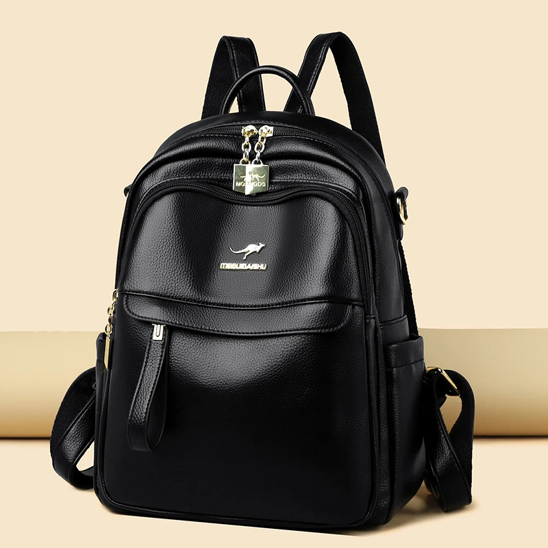 送妈妈双肩包女2025新款大容量背包韩版防盗妈妈软皮包女送妈妈