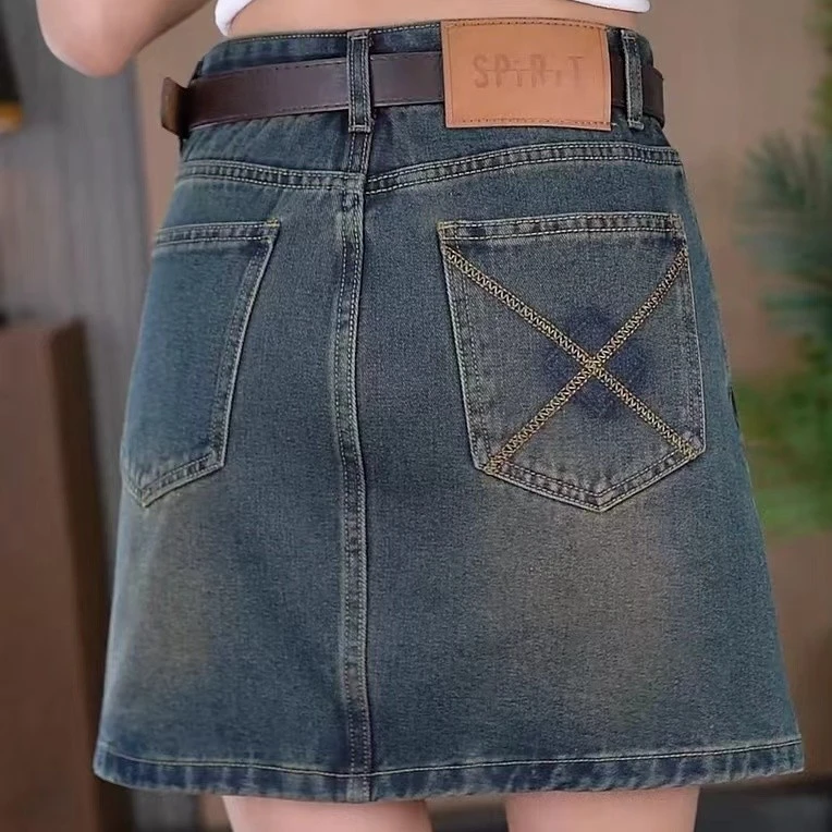 A字半身裙防走光裙子大码短裙高腰时尚春夏薄款宽松牛仔百搭夏季