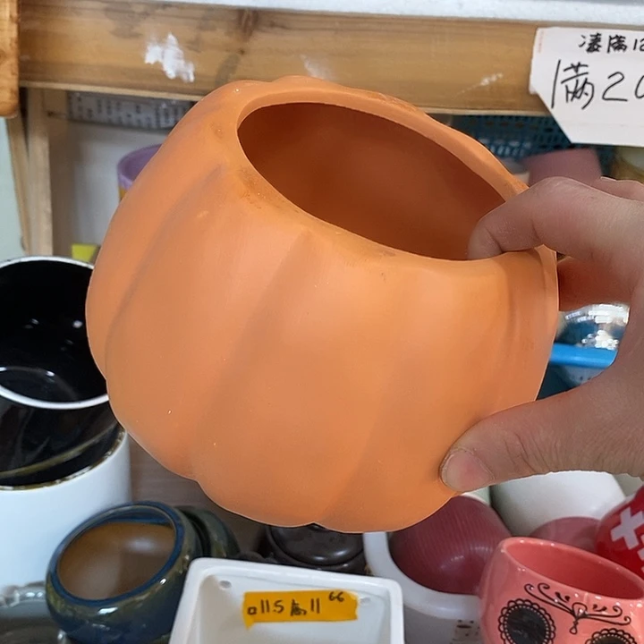 摆件陶陶盆有孔 瑕疵针孔漏釉介意勿拍外口 11外高11