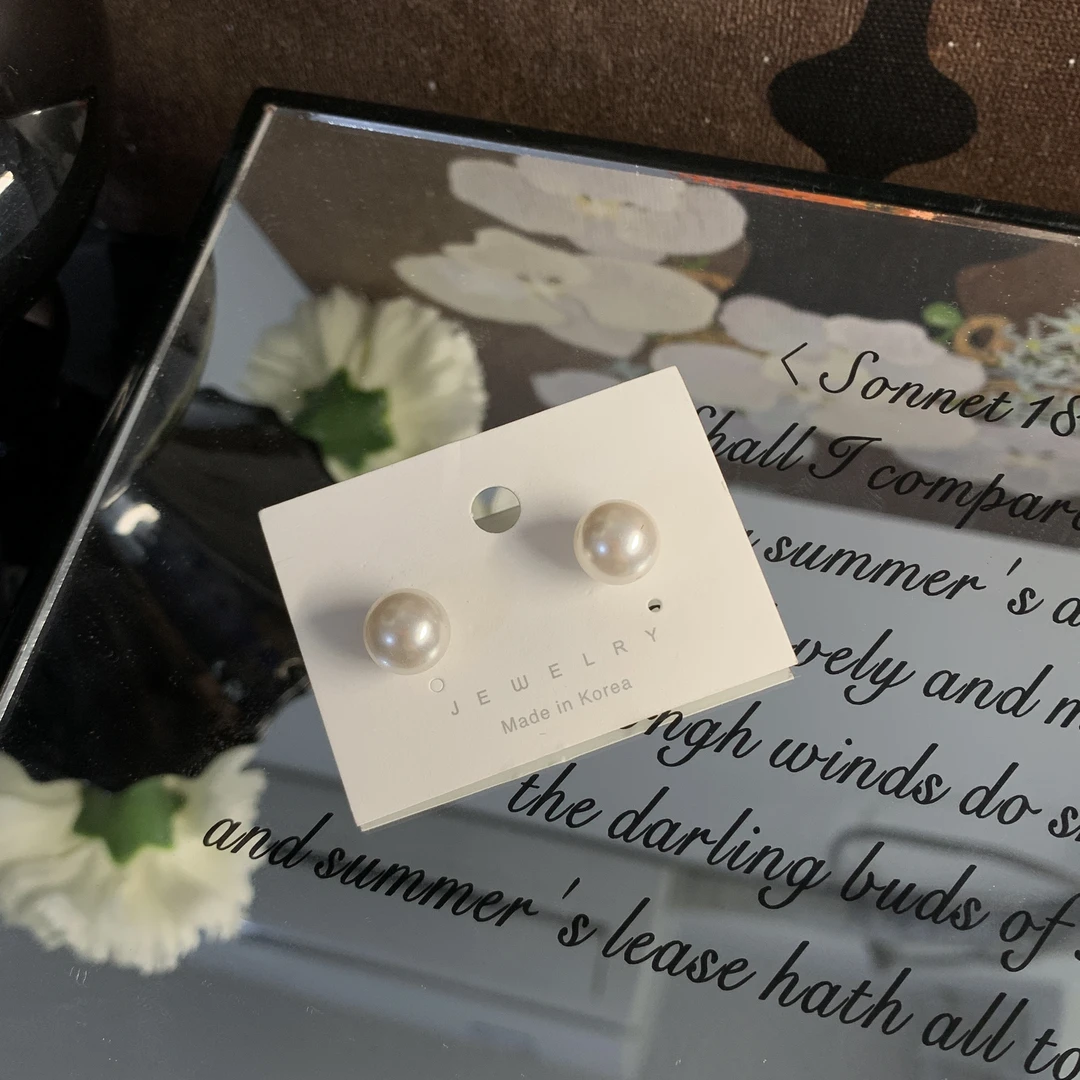 A092施家12MM基础款 珠珠耳钉（925银针）