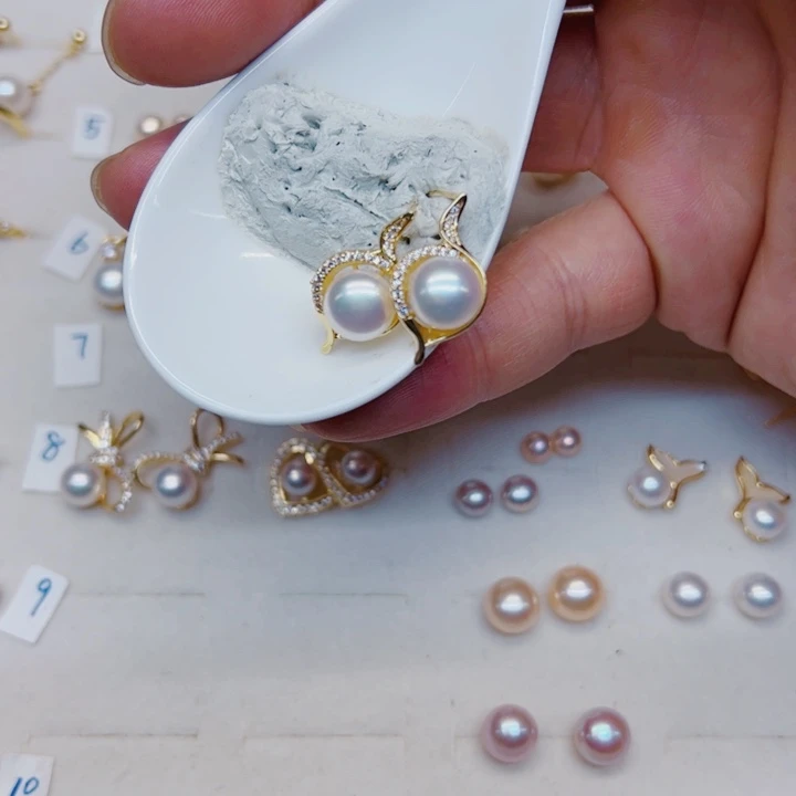 合金淡水珍珠耳饰