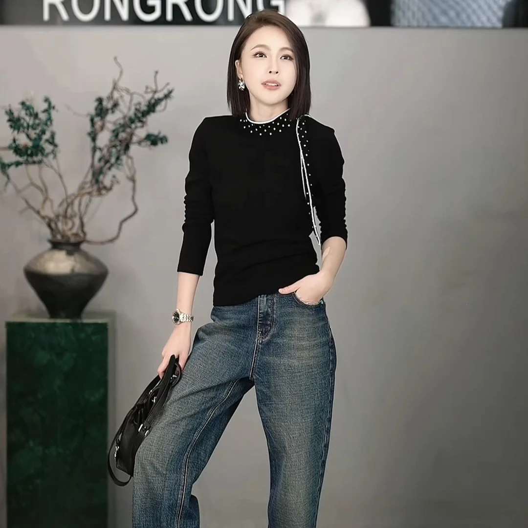 溶溶【灵动星境】RONGRONG绵羊毛莱赛尔拼接波点蝴蝶结上衣2502H603