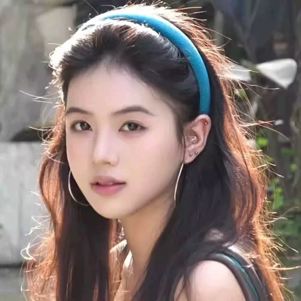 韩国简约湖蓝色显白发箍外出百搭洗脸压发头窟发捆2025新款发饰女