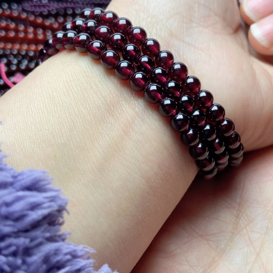 未镶嵌手链石榴石5.3酒红色