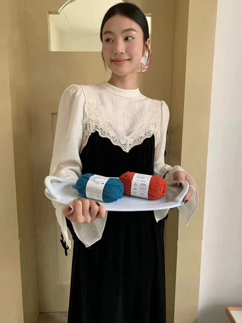 8083 温柔风丝绒背心裙+衬衫两件套 s 1.3