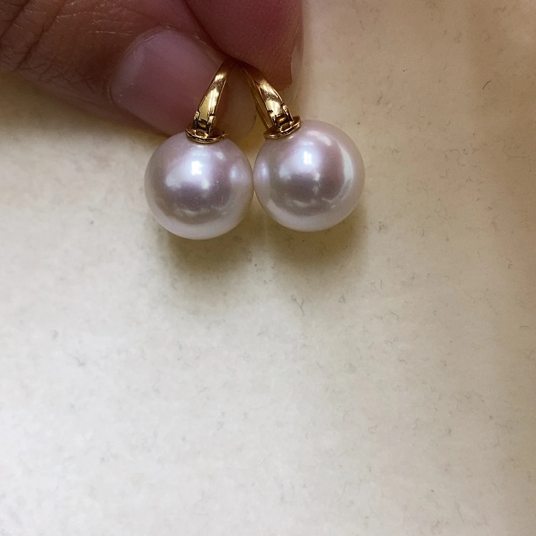 18K金镶嵌淡水珍珠耳饰