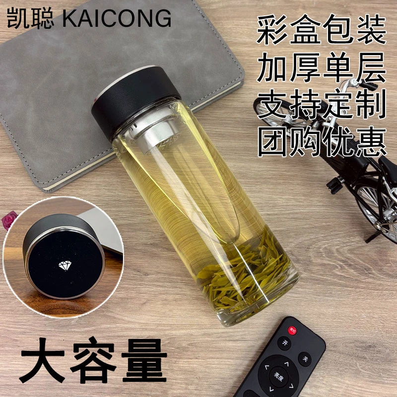 玻璃杯女士爆款2025最新款单层泡茶杯耐高温水杯子大容量泡茶专用