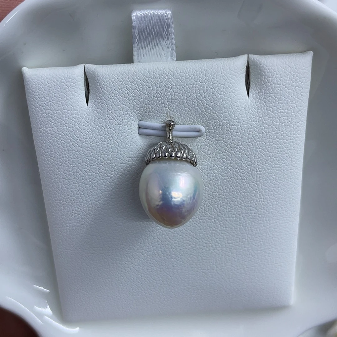 吊坠(不含链)银S925镶嵌淡水珍珠