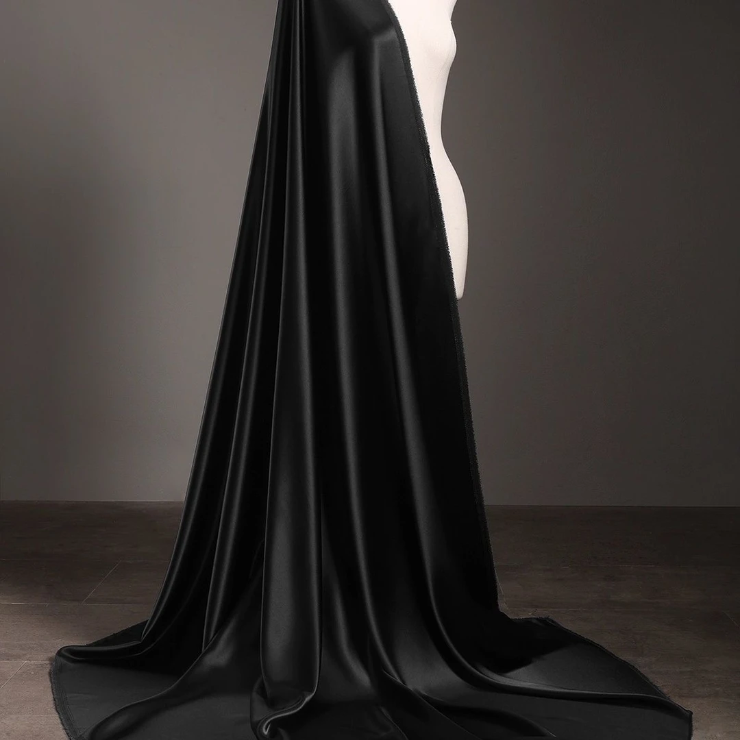 【镜面·双面黑色】 双面醋酸缎面料新款 细腻丝滑垂坠感强的布料