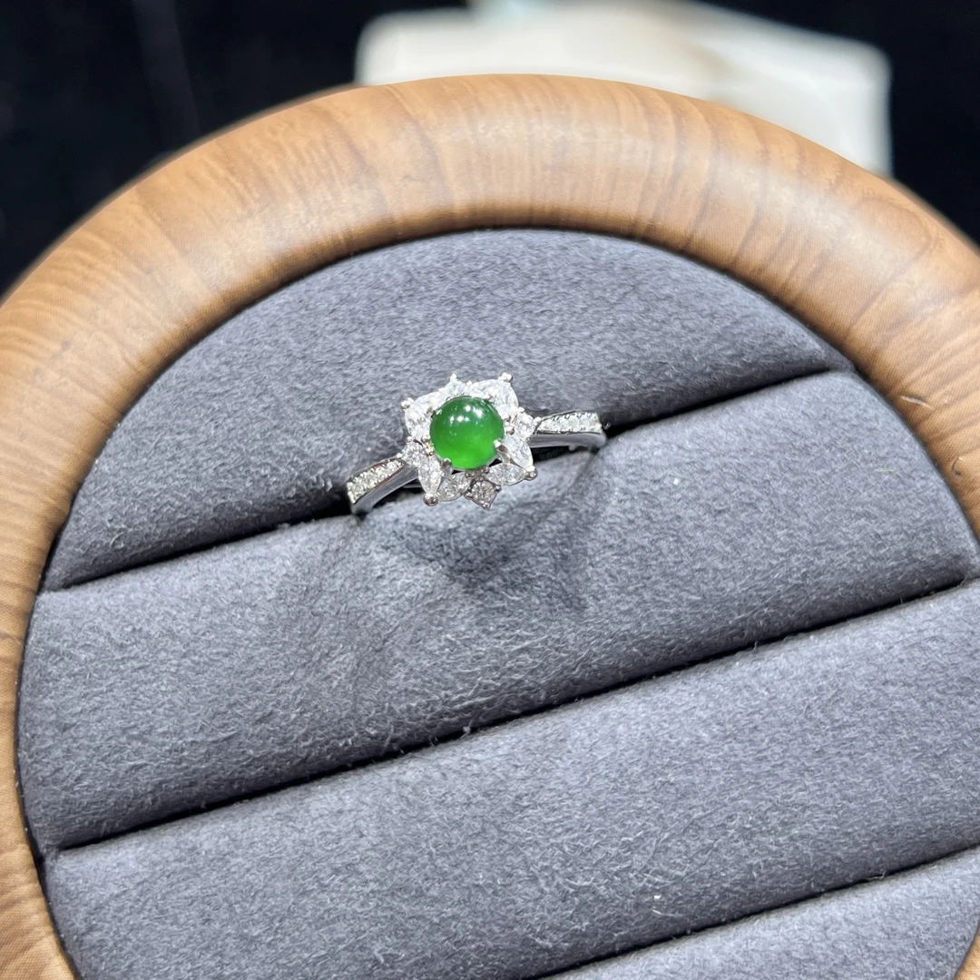 【上旭珠宝马哥推荐】天然翡翠A货满绿蛋面戒指开口戒 多样性发一件