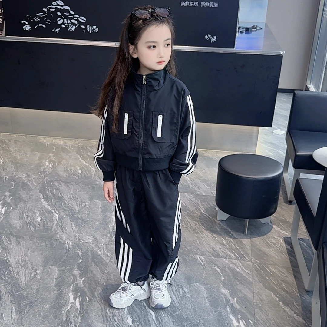 女童工装套装春秋2025新款儿童秋装洋气时髦女大童运动两件套秋季