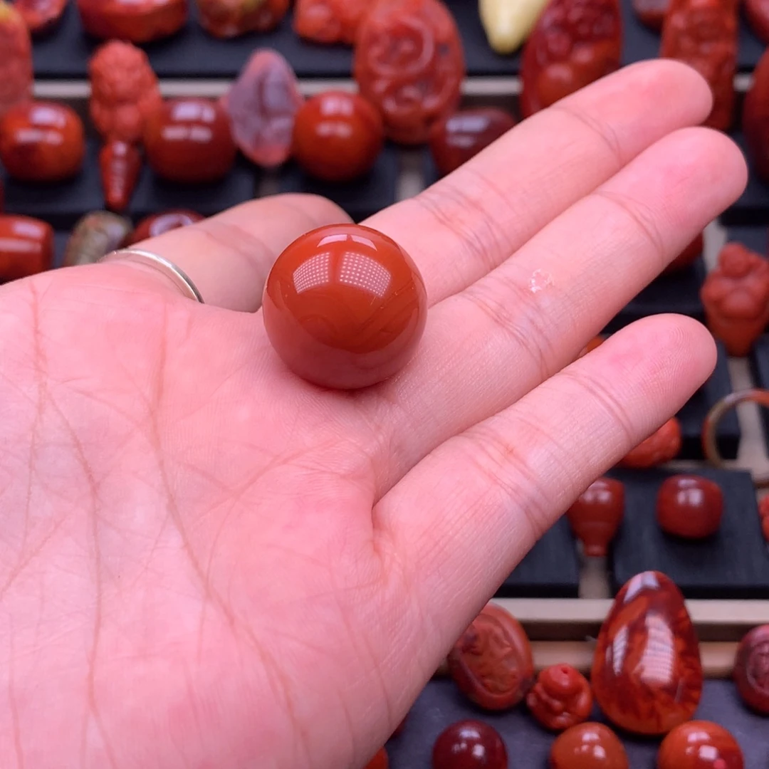 南红玛瑙未镶嵌川料原矿圆珠19.7mm