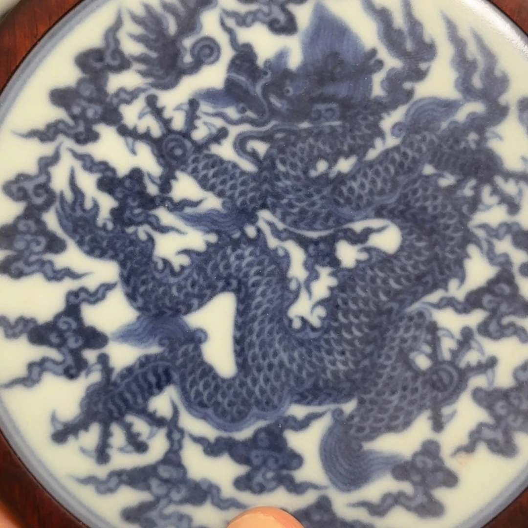 瓷片木***旭青花龙摆件一个一个