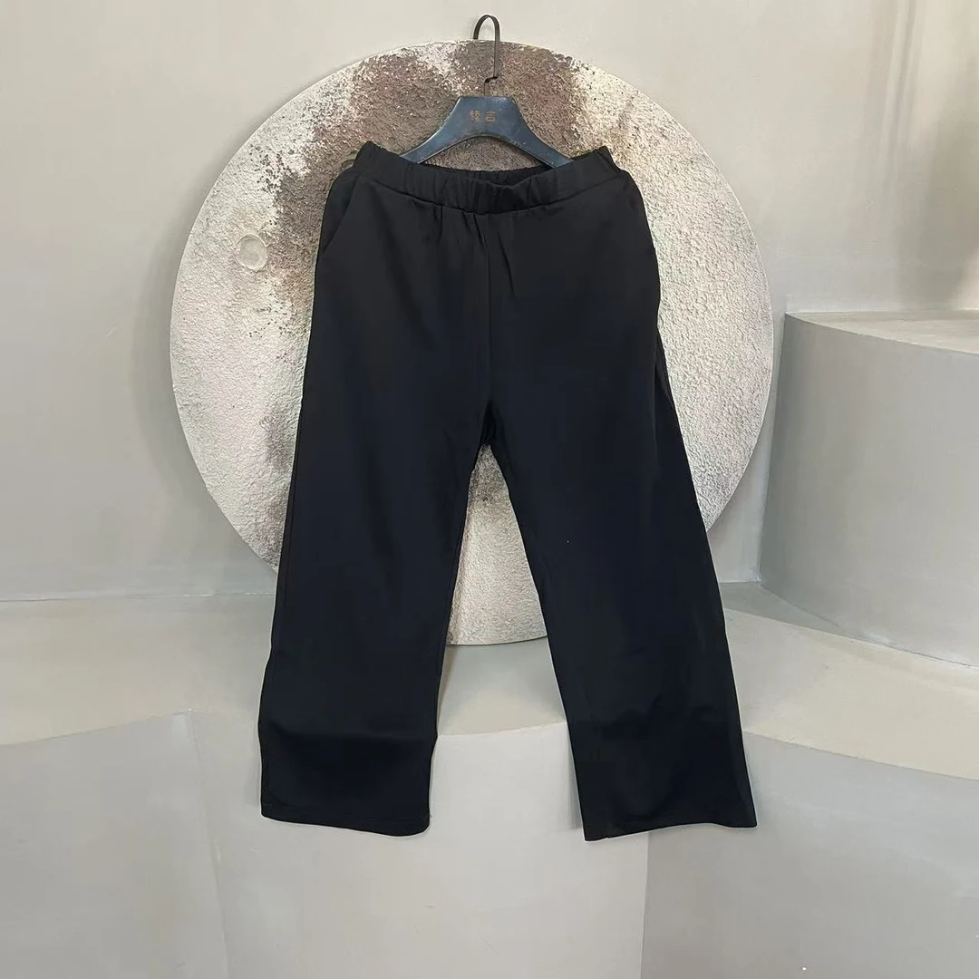 续吉出品1761黑色高级感松紧腰套装