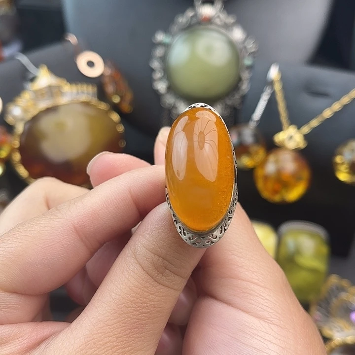琥珀银S925镶嵌裸石