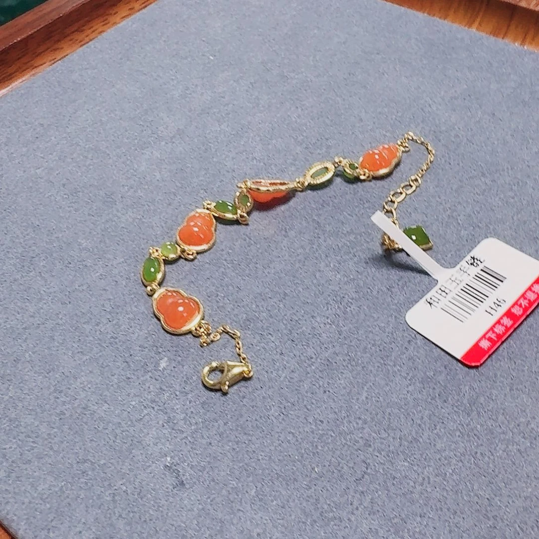 手链银S925镶嵌南红玛瑙手链多宝