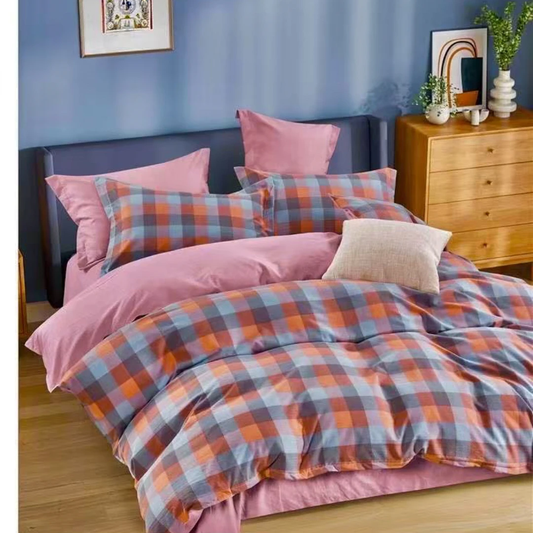 2.4✖️2.3床单 精纺斜纹水洗床单 送同款枕套一对【暖橙格韵】