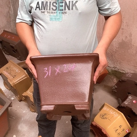 紫砂花盆手工定制