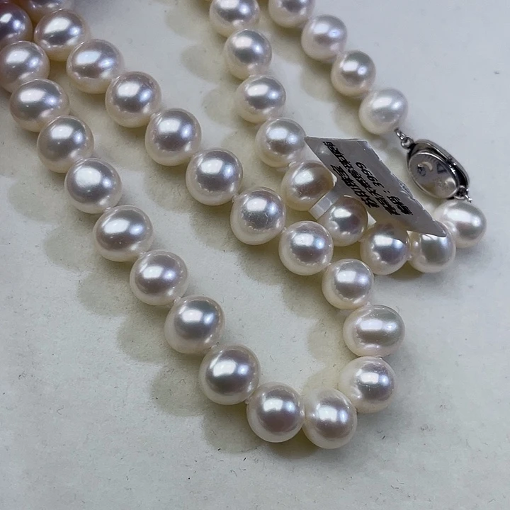 颈饰银S925镶嵌淡水珍珠卡9到10高品极光白炫天女粉毕业级