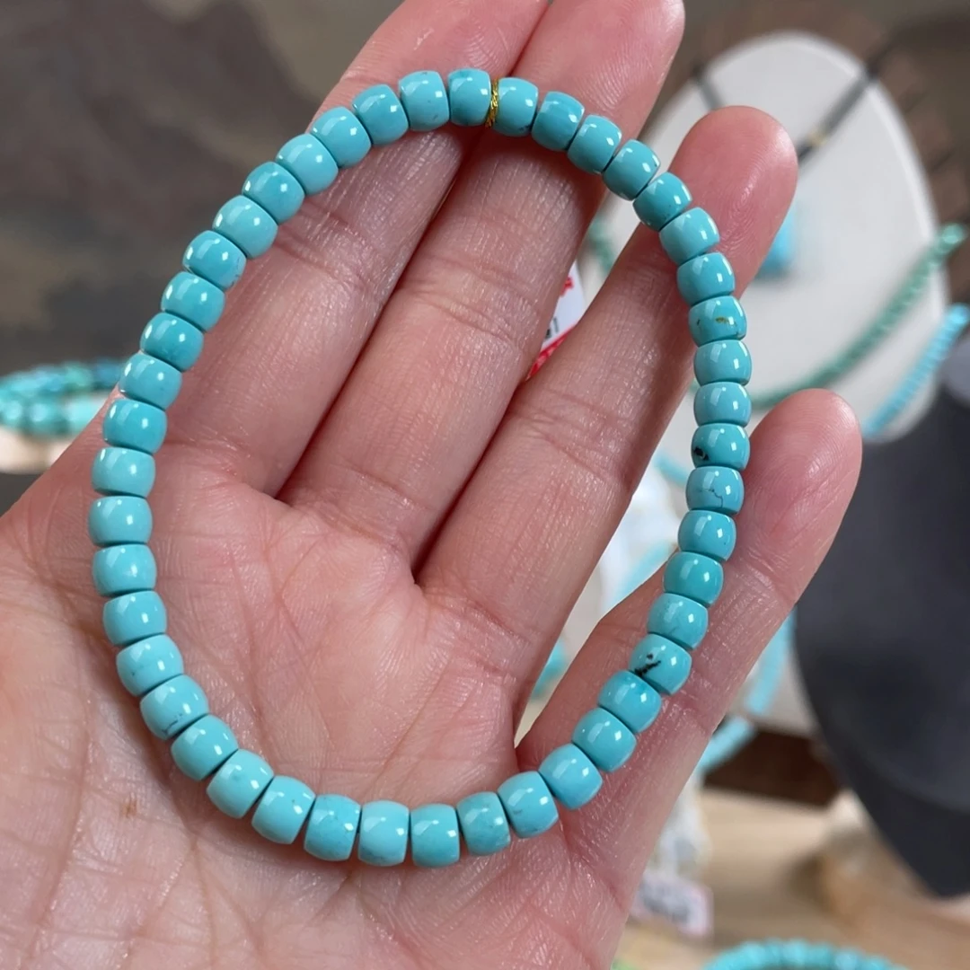 绿松石未镶嵌套链5.3精品直切手串