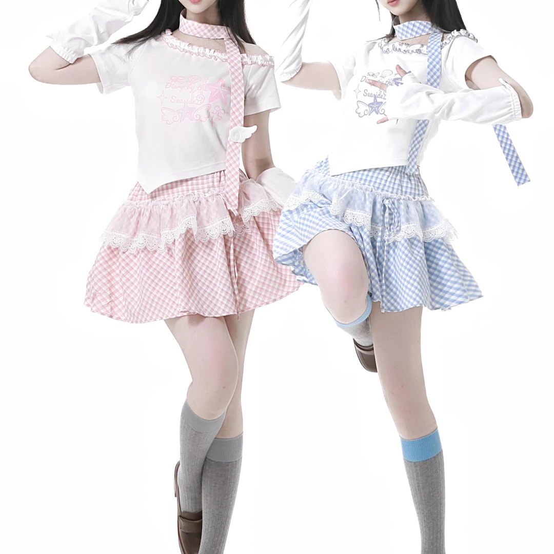 PINKSAVIOR【雾气风铃】粉蓝babyblue梦幻俏皮减龄设计感套装袖套