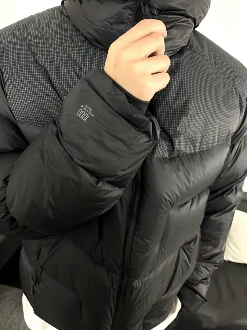 FF-GT5000-秋冬连帽鹅绒拼接羽绒外套男女同款