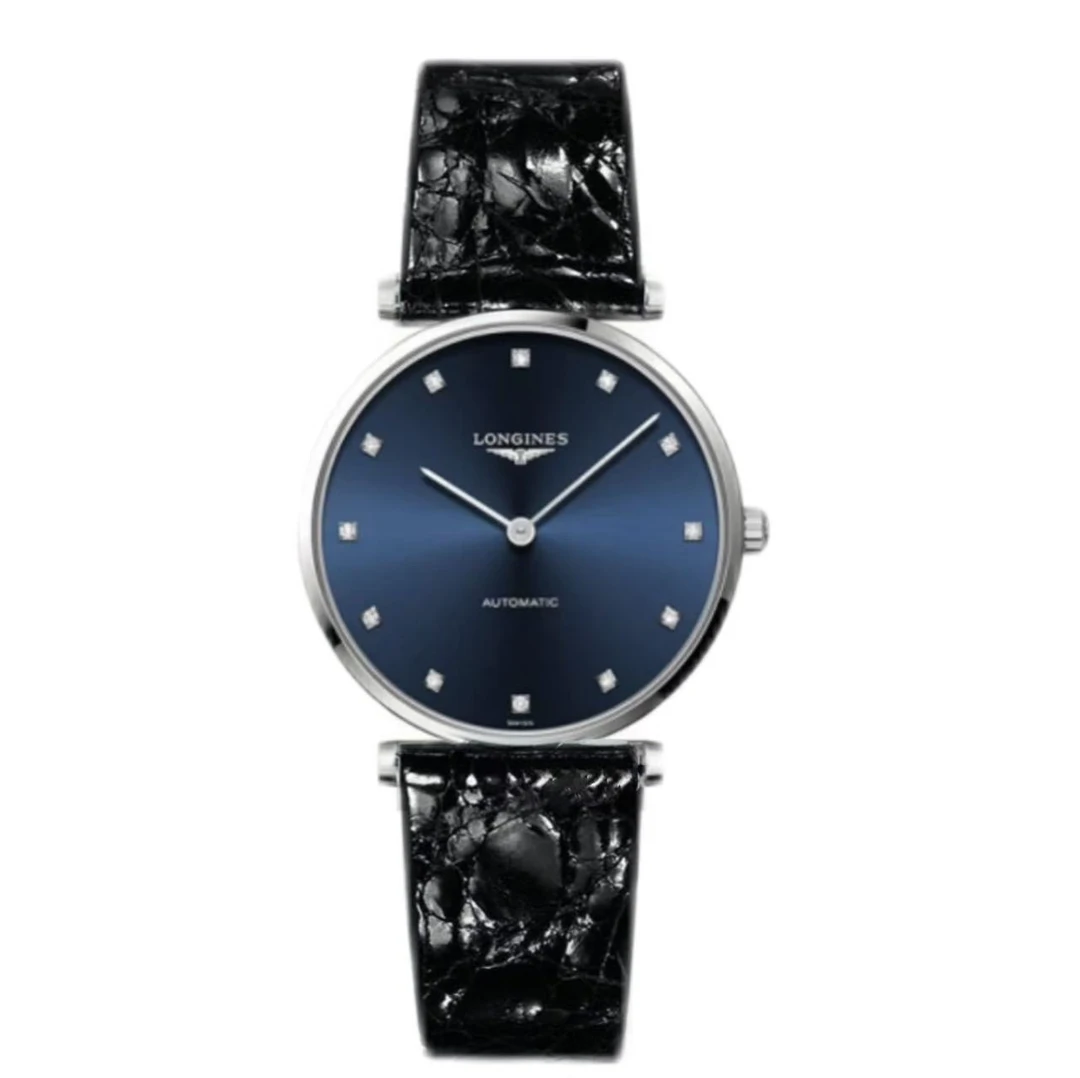 99新 Longines/浪琴 单表嘉岚男表/36表径/石英表/镶钻蓝盘简约