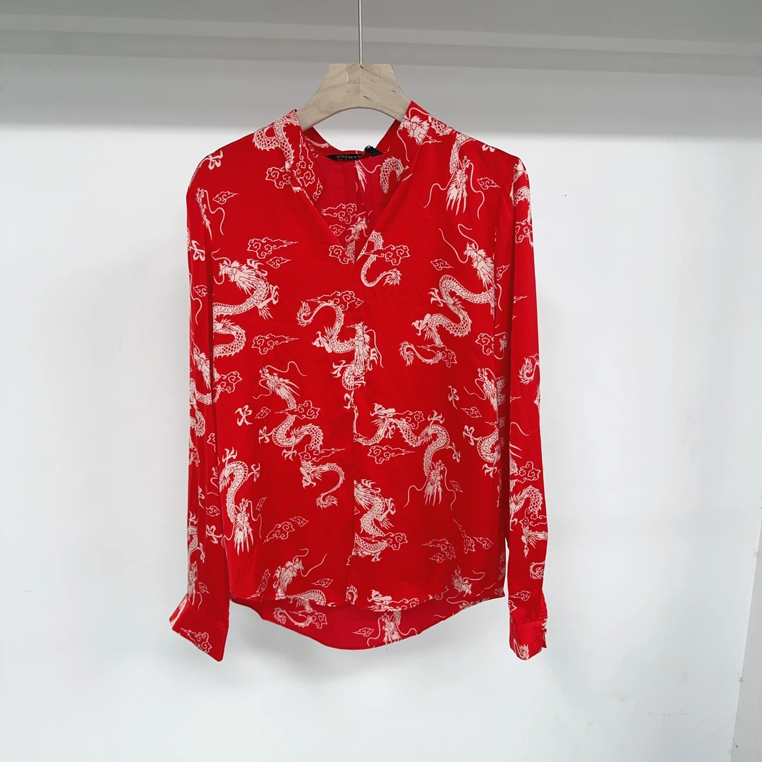 羽系列/龙年红色衬衫上衣2024年春秋款设计感衬衫243C101