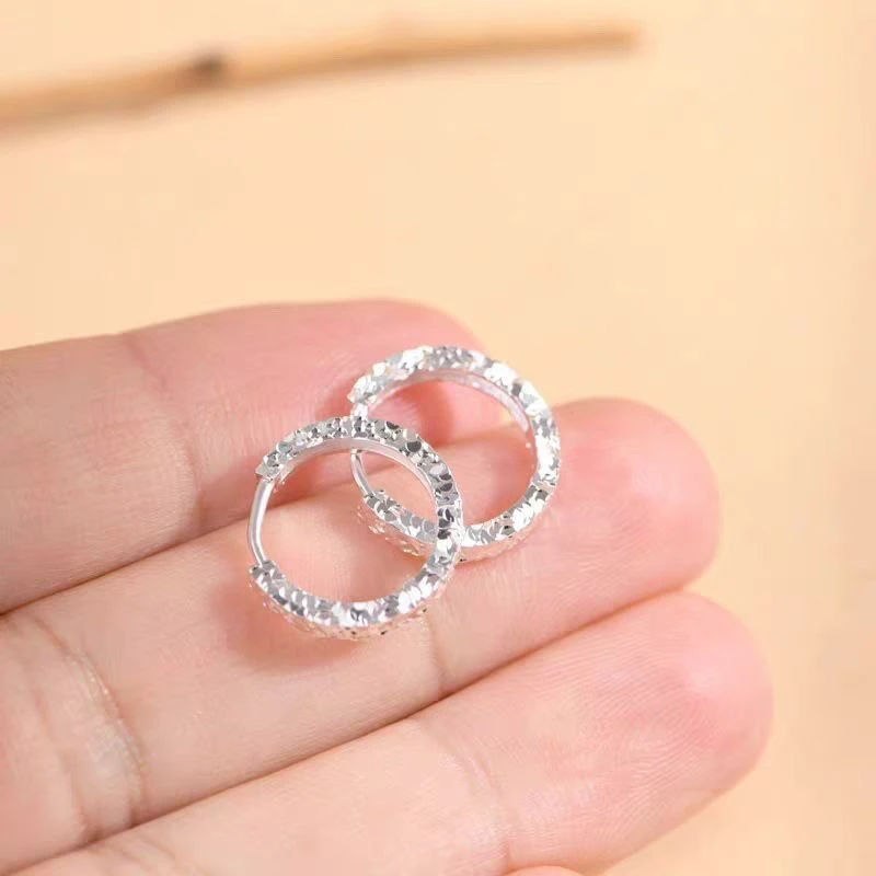 足银耳饰 999银耳饰 碎冰冰耳扣男女通用高级感时尚百搭耳饰