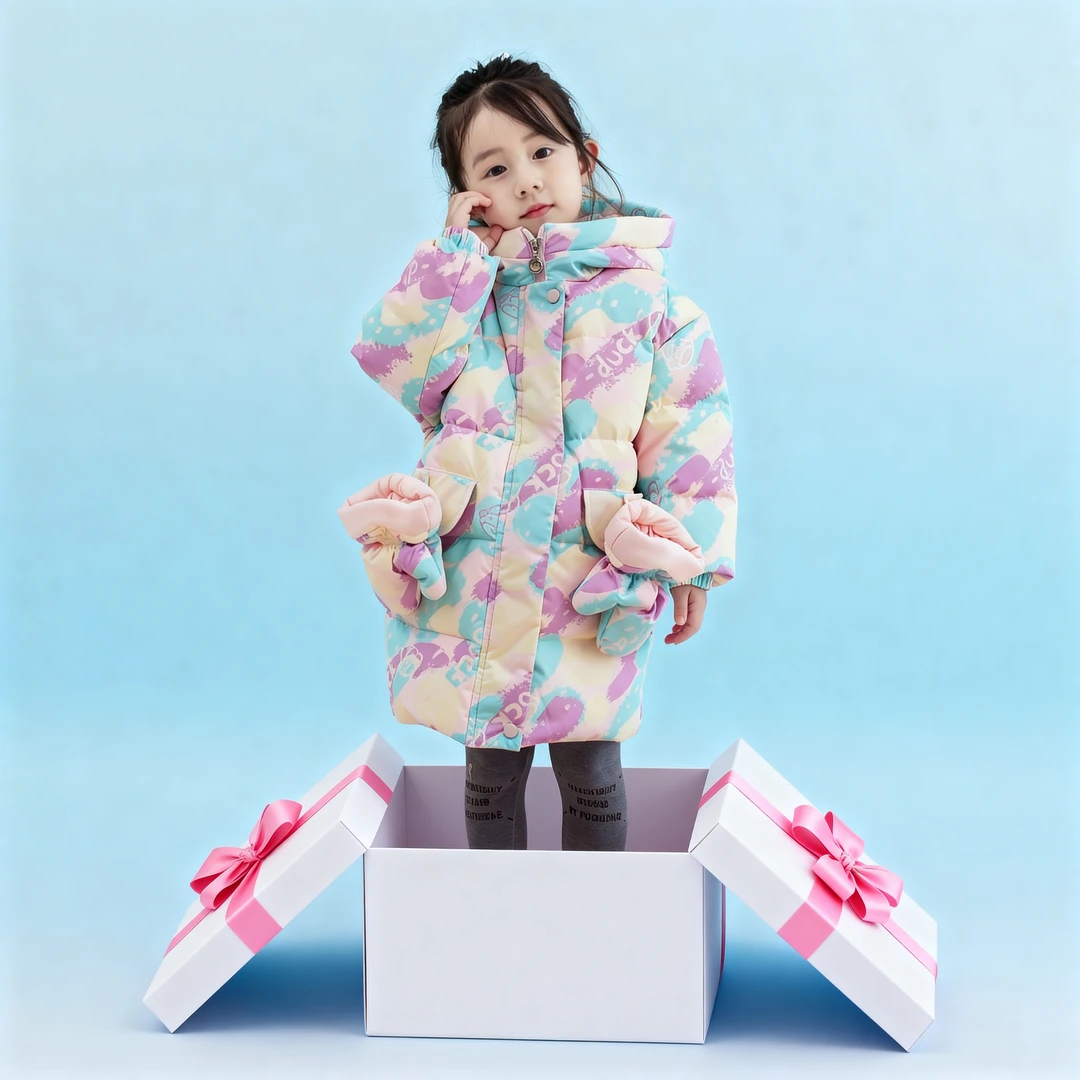 小黄鸭婴幼儿童羽绒服中长款外套男女宝洋气小孩中小童装冬季加厚