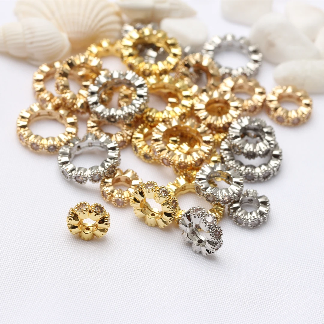 DIY配饰创意微镶锆石 大孔钻圈隔珠饰品配件 手工diy手链吊坠挂圈