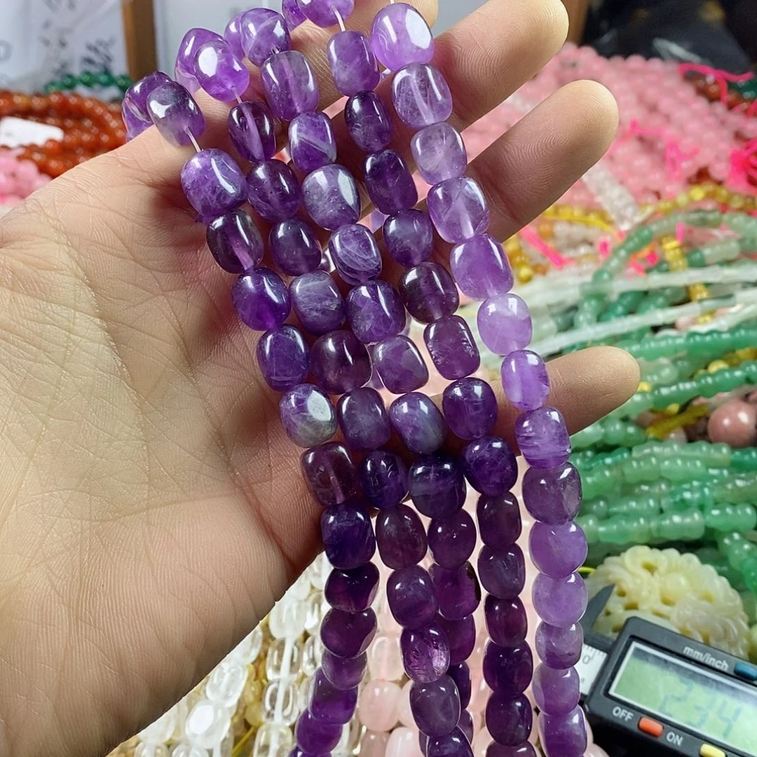 玛瑙/玉髓珠宝半成品合金一条天然8×10左右紫水晶糖豆