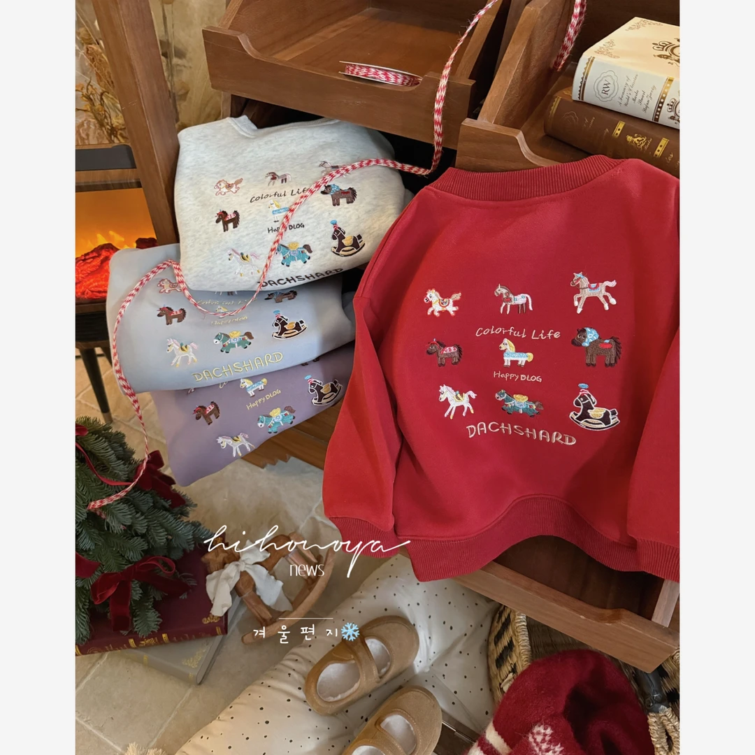 【萌驹一家】十六Hihoniya~2025冬亲子刺绣九宫格小马430g加绒卫衣