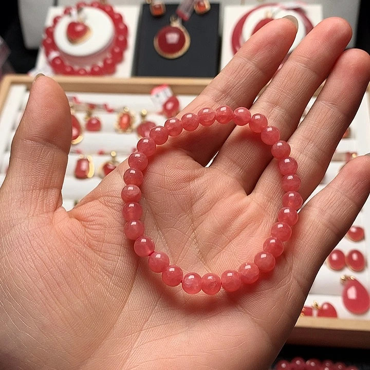 菱锰矿（红纹石）未镶嵌手绳