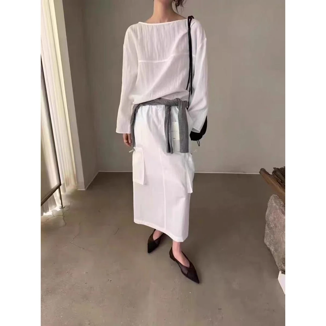 SS25571  lakeside弹力腰轻薄工装半身裙