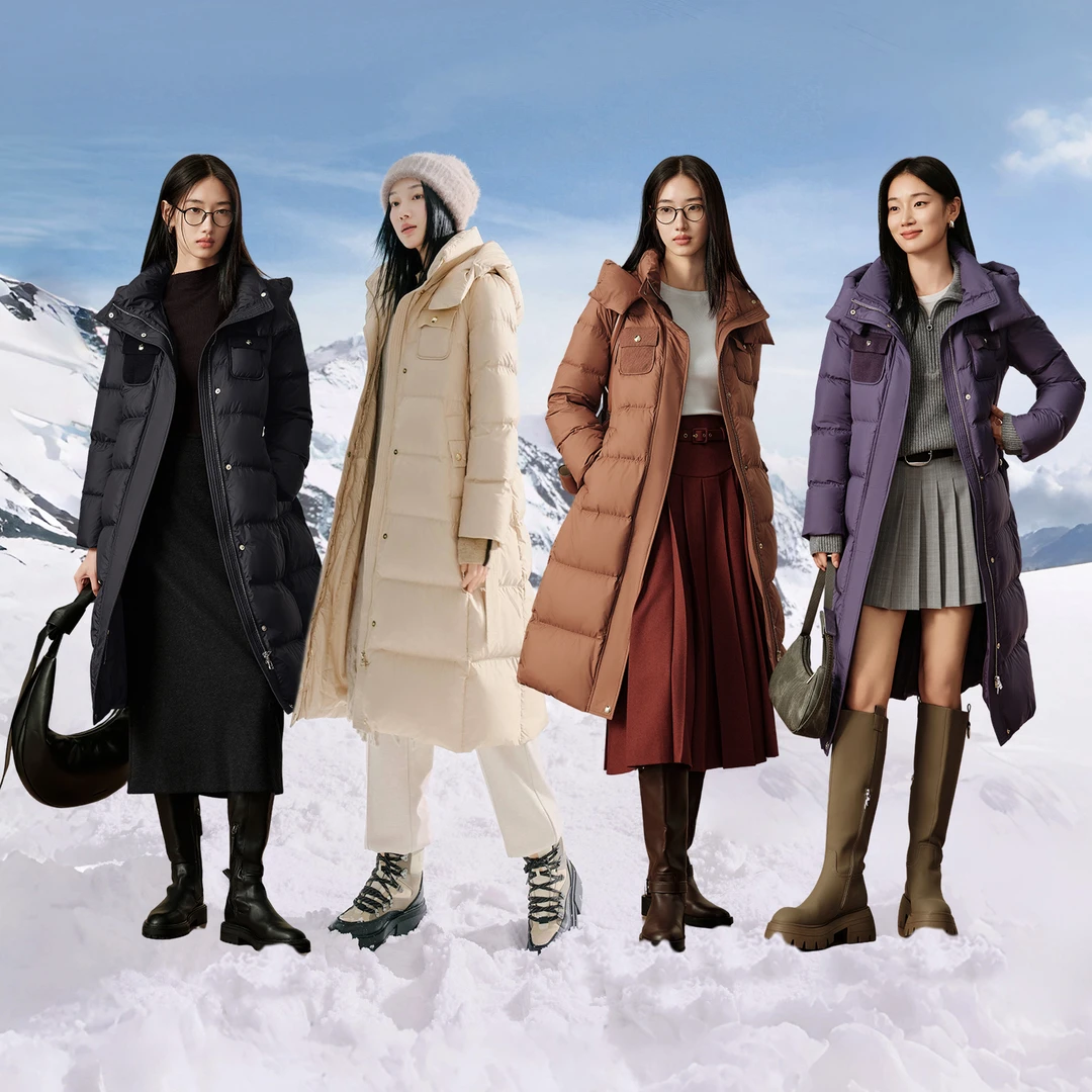 【丽公主专属】【冰原系列】玖姿安娜蔻JTED03122优雅长款白鹅绒羽绒