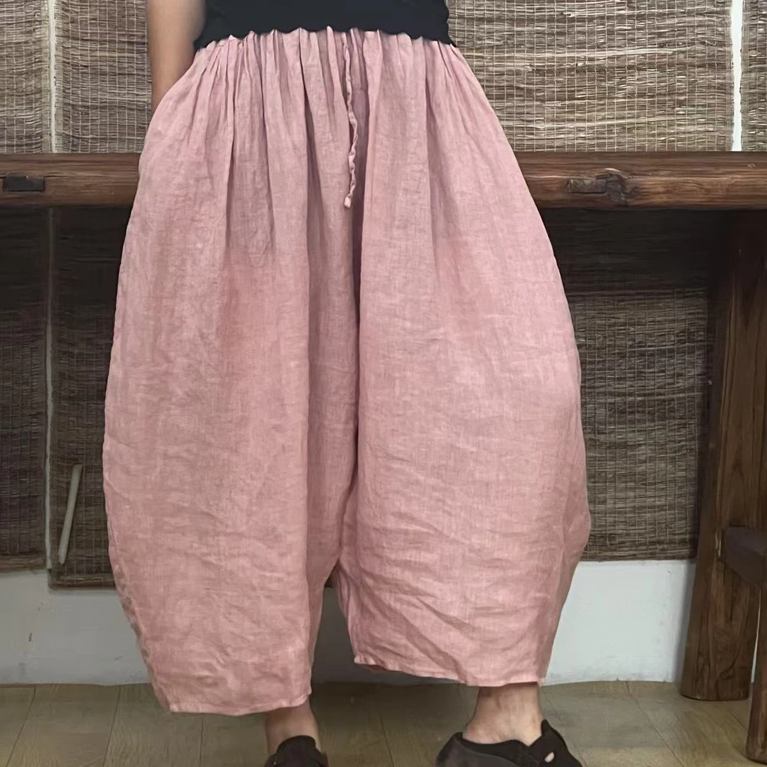 HH 11730加长款  纯亚麻高品质包边气球裤（裤长82臀围200）