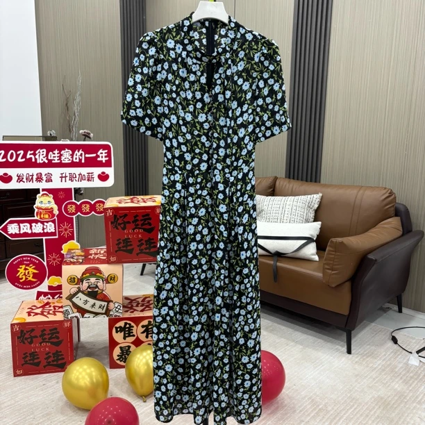 【HQ231】2025夏季新款女装时尚短袖纯色连衣裙夏裙夏裙